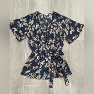 Sienna Sky Faux Wrap Peplum Blouse